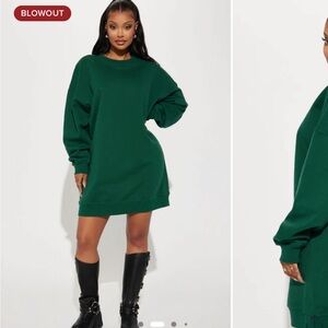 NWT Fashion Nova don’t sweat it sweater mini dress Hunter green large